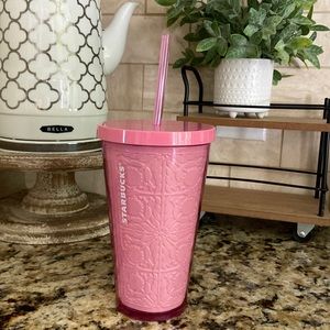 Starbucks Pink Embossed Flower Tumbler